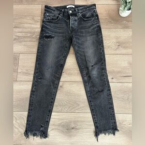 Moussy Vintage Charcoal Distressed Ankle Jeans Size 25